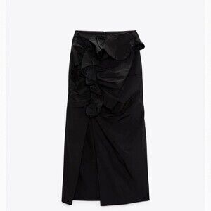 Zara Ruffled Midi Skirt SZ M NWT